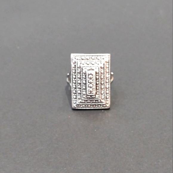 Joseph Esposito vintage 14k GF silver tone faux marcasite cocktail ring - Picture 1 of 5